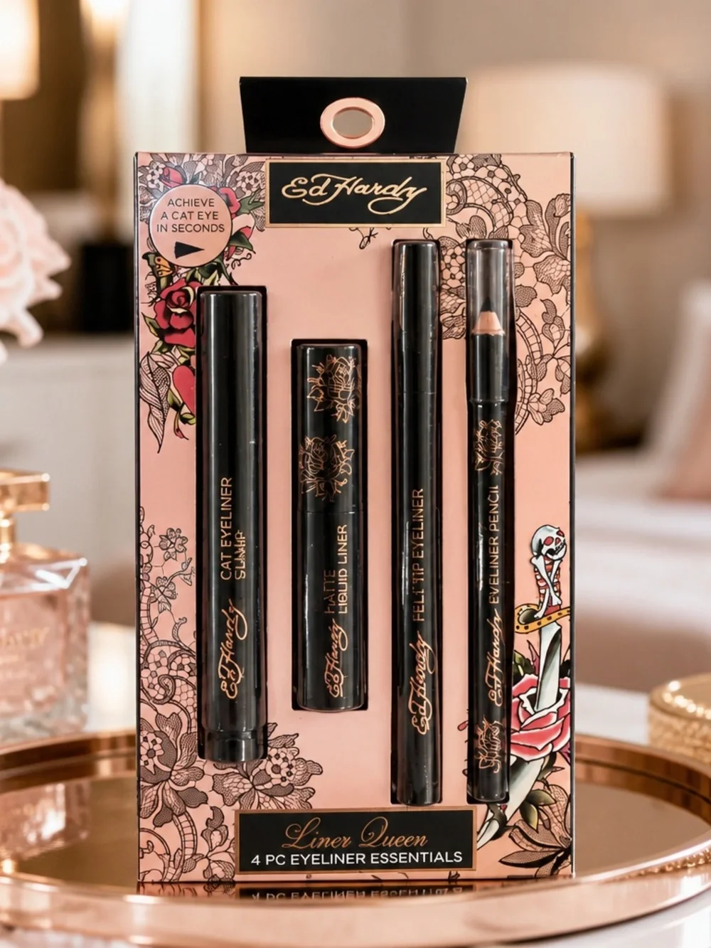 Ed Hardy Liner Queen 4 Pc Eyeliner Essentials Set New